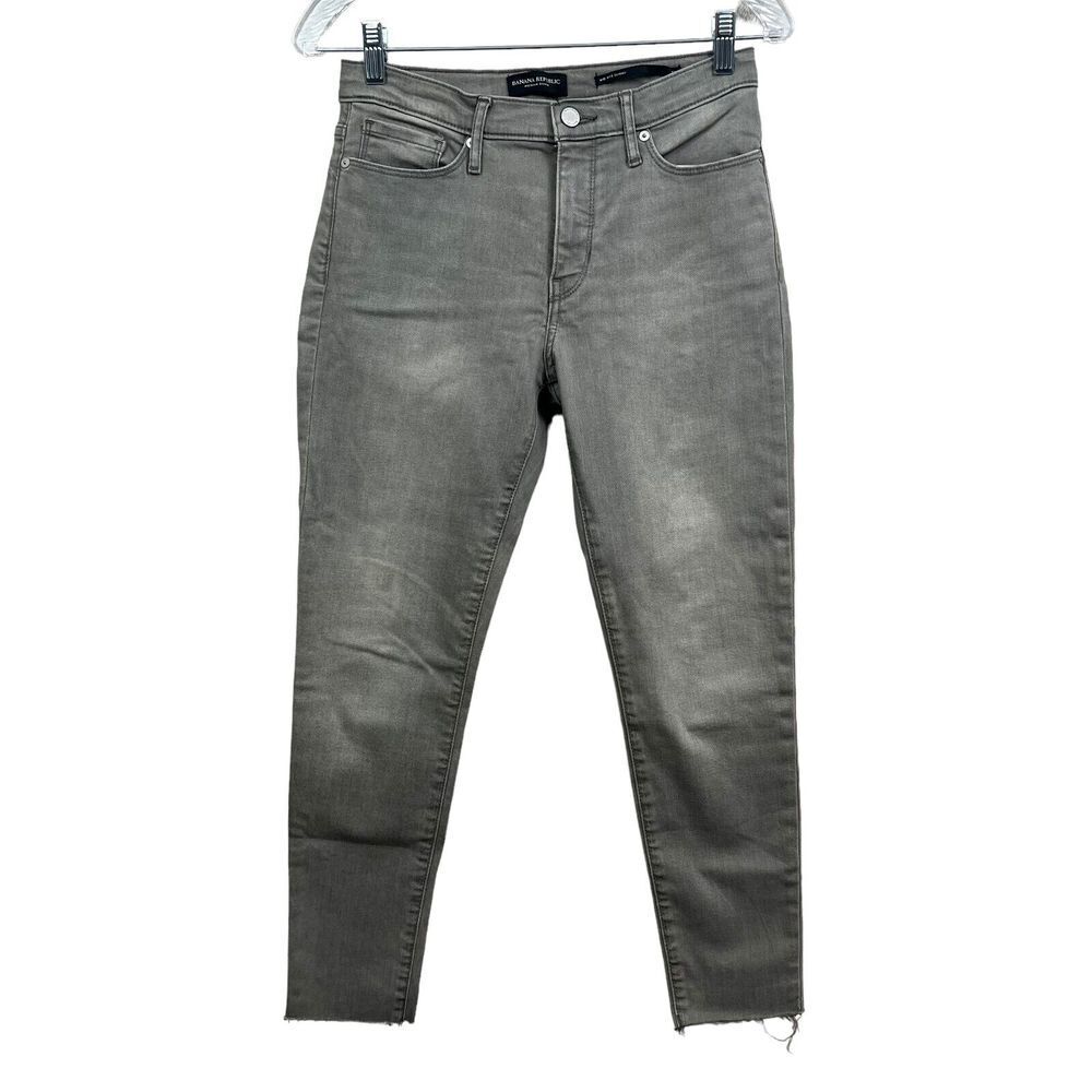 Banana Republic Jeans Skinny Mid Rise Raw Hem 5 Pocket Grey Women Size 27P*